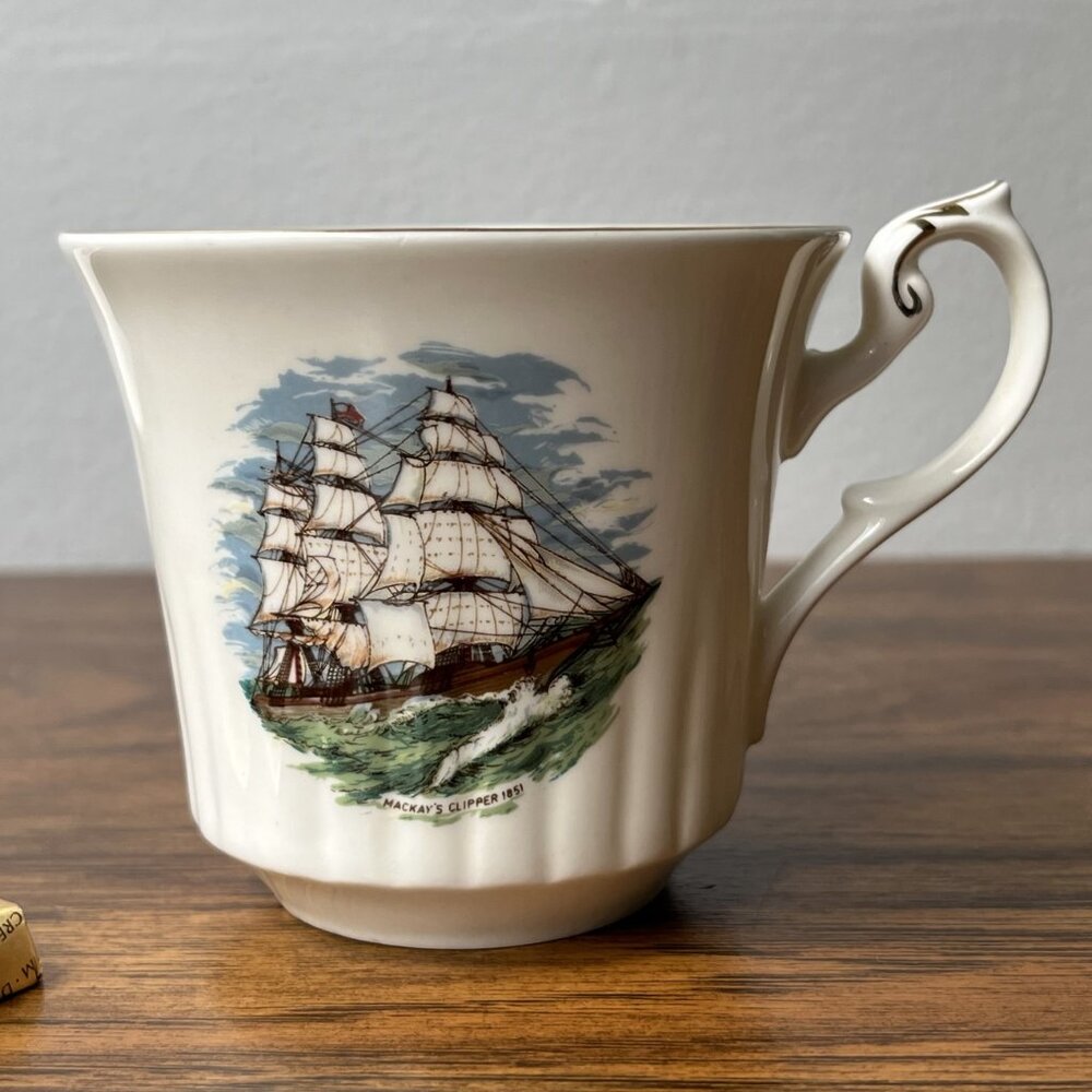 Newhall English Fine Bone China Tea Cup & Saucer MacKay's Clipper 1851 Sailboat - Picture 3 of 16